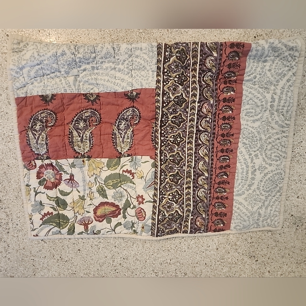 Pottery Barn Quilted Patchwork Sham Standard Floral Paisley Made In India